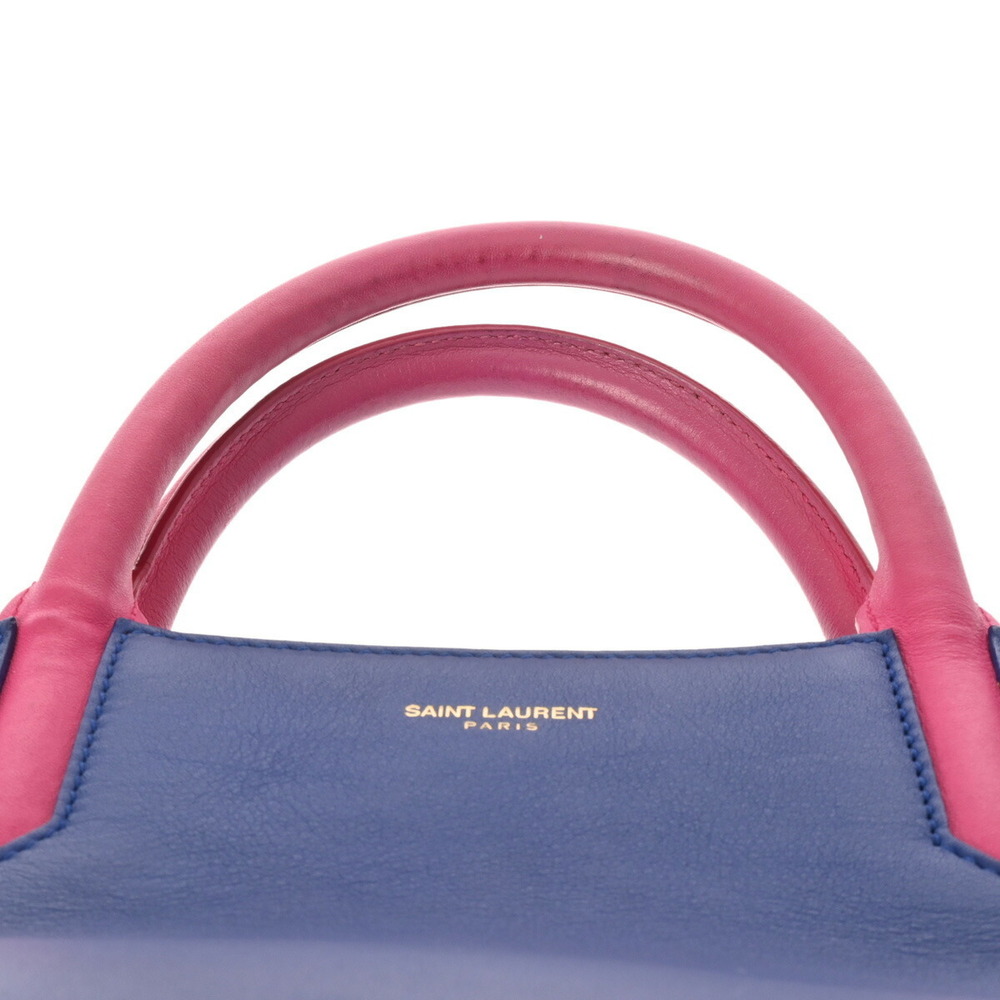 SAINT LAURENT Cavalieve Gauche Blue Pink White Leather Handbag - Picture 4 of 11